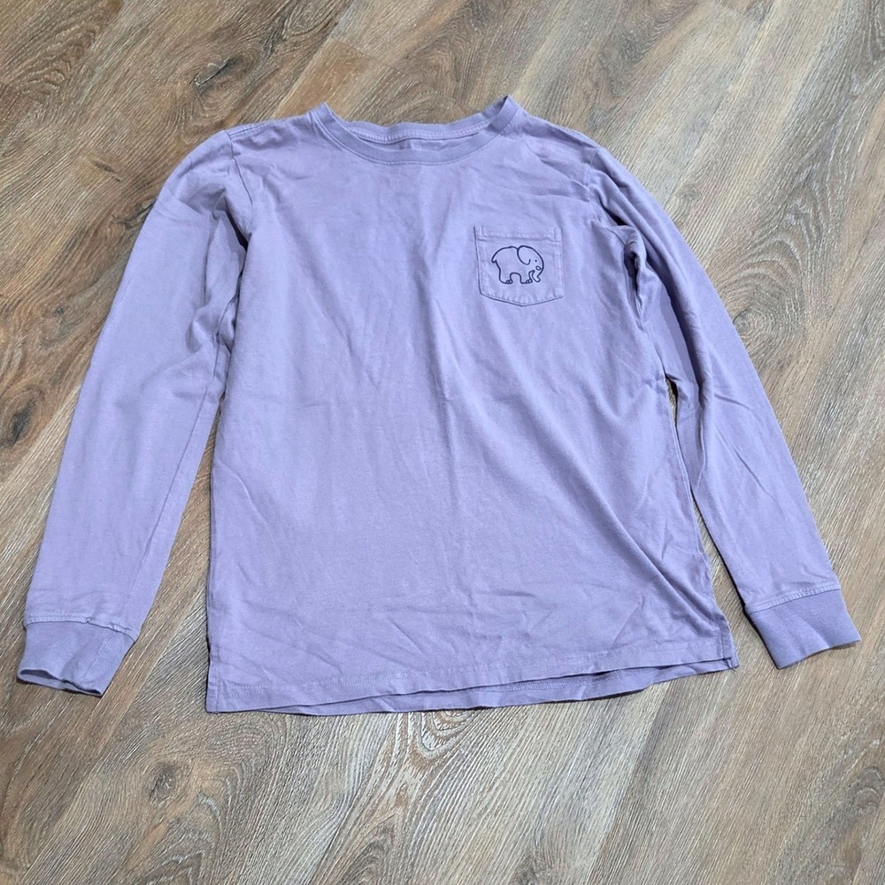 Ivory Ella Womens XS Long Sleeve Pocket T-Shirt Lavender Purple Floral Elephant